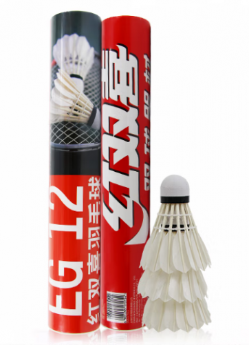 红双喜DHS羽毛球比赛耐打复合软木鹅毛羽毛球12只装