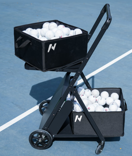自动网球捡球车 带轮便携可折叠网球教练车 集球器铝合金捡球车 黑色款