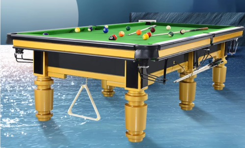 X-RIVAL金色美式台球桌标准成人中式黑八金腿钢库商用比赛桌球台