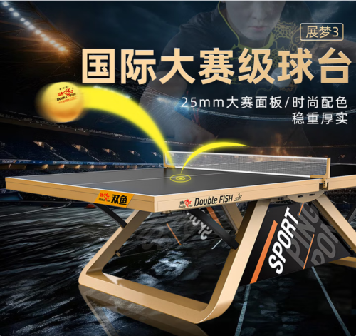 双鱼ITTF认证乒乓球台室内标准尺寸WTT大赛级乒乓球桌展梦3