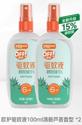 雷达（Raid）欧护驱蚊喷雾100ml*2清爽芦荟香型 花露水驱蚊液