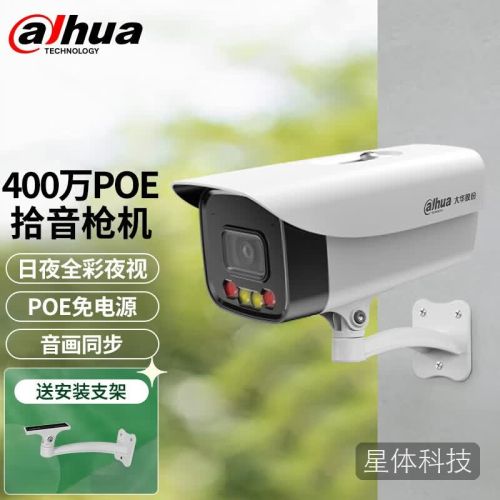 dahua大华摄像头400万双光全彩夜视定焦枪型家用商用室内外监控器POE供电DH-P40A1-A-IL2-3.6mm